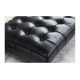 Black Tufted Leather Bench Iron Industrial Base